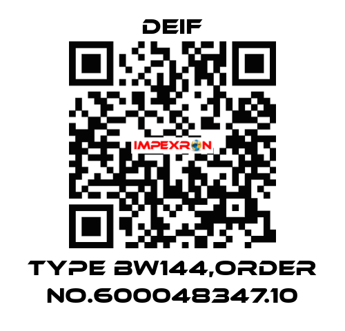 Type BW144,Order No.600048347.10 Deif