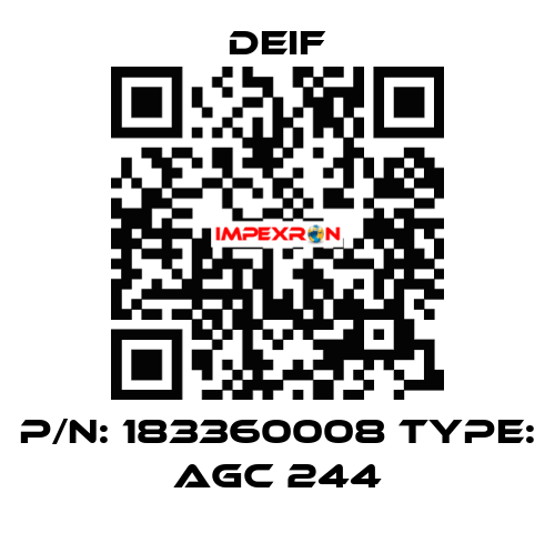 P/N: 183360008 Type: AGC 244 Deif