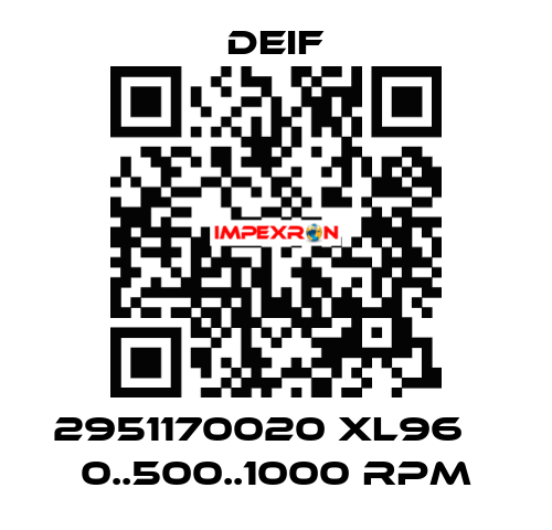 2951170020 XL96    0..500..1000 RPM Deif
