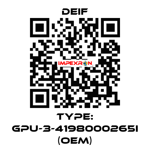 Type: GPU-3-4198000265I (OEM) Deif