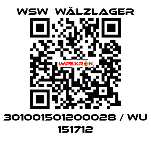 301001501200028 / WU 151712 WSW  Wälzlager