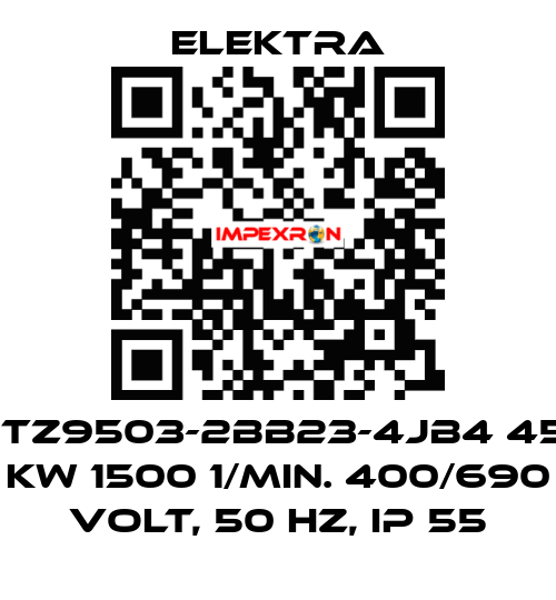 1TZ9503-2BB23-4JB4 45 kW 1500 1/min. 400/690 Volt, 50 Hz, IP 55 ELEKTRA