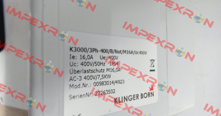 0098.3014 K3000/3Ph-400V/B/Not-Halt/MxA/Uc400V Klinger Born