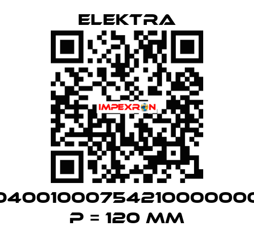 04001000754210000000 P = 120 mm ELEKTRA