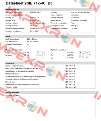 2SIE 071X-4C 0,55kW B3 230/400V-50Hz IE2 Cantoni