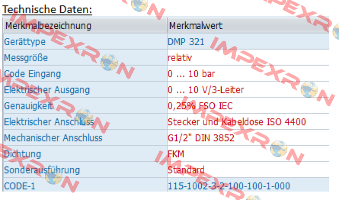 DMP 321 - 115-1002-3-2-100-100-1-000 Bd Sensors