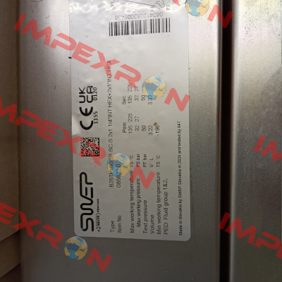 B25THx60/1P-SC-S 2X1 / PN: 13847-060 Swep
