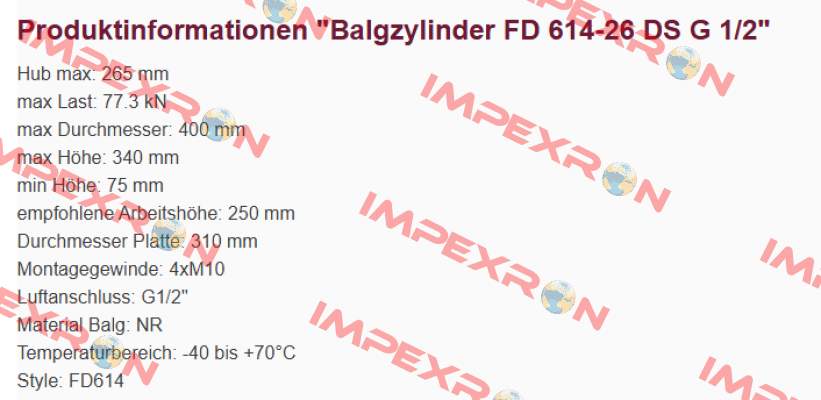 FD 614-26 DS G1/2 Contitech