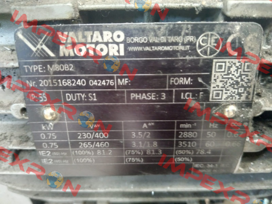 080/2P/0.75KW/230-400-50/B5 Valtaro Motori