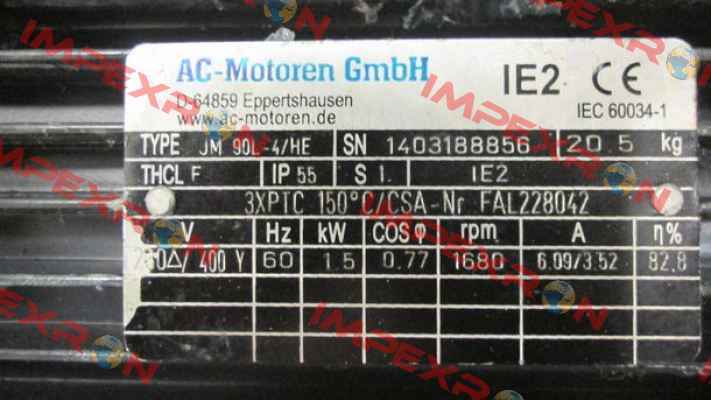 JM 90L-4/HE old code, new code FCA 90 L-4/HE AC Motoren