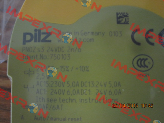 p/n: 750103, Type: PNOZ s3 24VDC 2 n/o Pilz