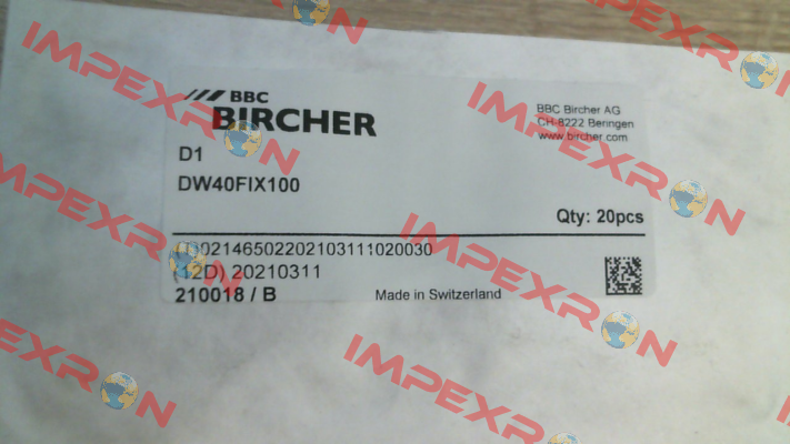 210018 / DW40FIX100 Bircher