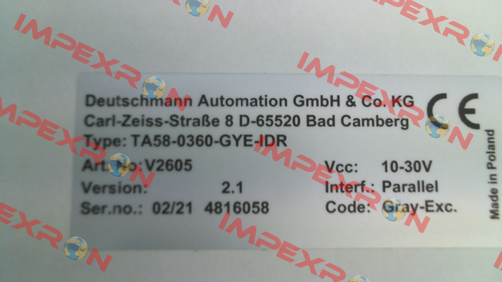 V2605 / TA58-0360-GYE-IDR Deutschmann